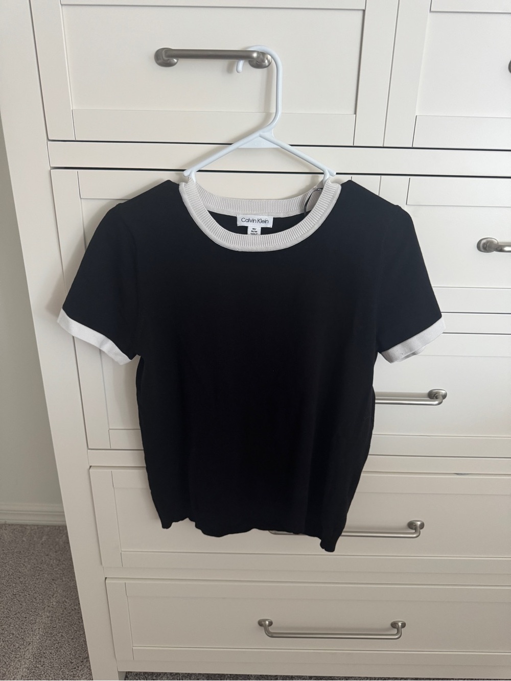 Calvin Klein Black Tee with White Contrast Trim